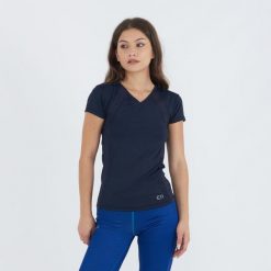 Koszulka treningowa GLEER damska niebieska. Niebieskie obuwie sportowe damskie ELPLAYER, bez wzorów, z elastanu, na fitness i siłownię. W wyprzedaży za 60.00 zł.