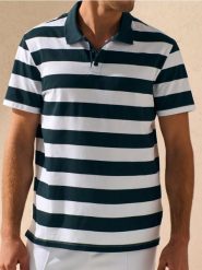 Koszulka polo w paski - biały. Białe koszulki polo męskie Sinsay, l, bez wzorów, bez ramiączek. W wyprzedaży za 19.99 zł.