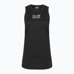 Koszulka damska EA7 Emporio Armani Train Visibility Tank. Czarne koszulki sportowe damskie EA7 Emporio Armani, l, bez wzorów, z bawełny, bez kołnierzyka, bez ramiączek, na fitness i siłownię. Za 199.99 zł.