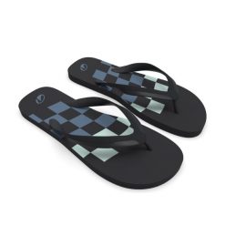 Japonki męskie Olaian 120 Wavy. Czarne klapki męskie Decathlon, z materiału, wakacyjne. Za 24.99 zł.
