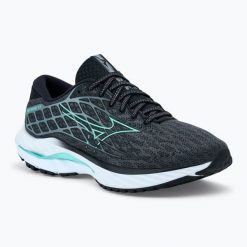 Buty do biegania damskie Mizuno Wave Inspire 20. Czarne obuwie sportowe damskie Mizuno, bez wzorów, z gumy, do biegania, mizuno wave. Za 399.99 zł.