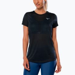 Koszulka do biegania damska Mizuno Core Graphic Tee. Czarne koszulki sportowe damskie Mizuno, s, bez wzorów, z materiału, bez kołnierzyka, bez ramiączek, do biegania. Za 59.99 zł.