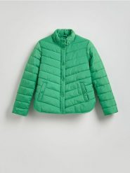 Pikowana kurtka - zielony. Zielone kurtki damskie Reserved, l, bez wzorów, z tkaniny, bez kaptura. W wyprzedaży za 59.99 zł.