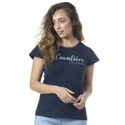 Koszulka damska Flags&Cup Goya. Niebieskie koszulki sportowe damskie FLAGS&CUP, bez wzorów, z bawełny, bez kołnierzyka, bez ramiączek, do jazdy konnej. Za 224.00 zł.