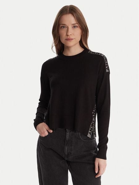 DKNY Sweter P5MSLJ92 Czarny Regular Fit. Czarne swetry damskie DKNY, xs, bez wzorów, z wiskozy, bez kołnierzyka, bez ramiączek, bez kaptura. Za 439.99 zł.