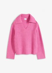 Gruby sweter. Czerwone swetry damskie bonprix, bez wzorów, bez kołnierzyka, bez ramiączek, bez kaptura. Za 127.99 zł.