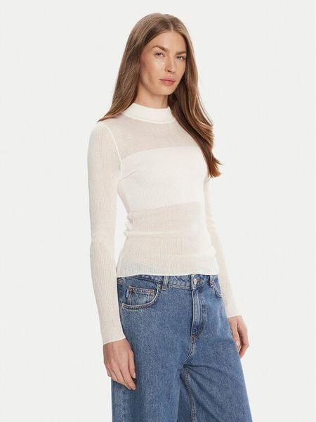 HUGO Sweter Slumy_B 50543045 Écru Slim Fit. Swetry damskie Hugo, xl, bez wzorów, z wiskozy, bez kołnierzyka, bez ramiączek, bez kaptura. Za 259.99 zł.