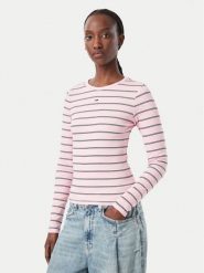 Tommy Jeans Bluzka Essential DW0DW17387 Różowy jasny Slim Fit. Czerwone koszule damskie Tommy Jeans, l, bez wzorów, z bawełny, bez kołnierzyka, bez ramiączek. Za 199.99 zł.