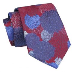 Krawat - ALTIES - Kwiaty w Jesienne Kolory. Czerwone krawaty i muchy Alties, bez wzorów, z tkaniny, eleganckie. Za 49.00 zł.