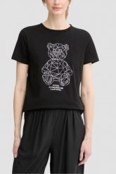 GUESS Czarny damski t-shirt na krótki rękaw z cyrkoniami Romy, Rozmiar M. Czarne t-shirty damskie Guess, m, z aplikacjami, eleganckie, bez kołnierzyka. Za 239.99 zł.