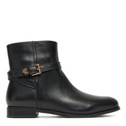 Botki LAUREN RALPH LAUREN. Czarne botki damskie Lauren Ralph Lauren, bez obcasa, na płaskiej podeszwie, bez zapięcia. Za 869.99 zł.