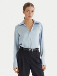 Calvin Klein Koszula LV044F129G Błękitny Regular Fit. Niebieskie bluzki damskie Calvin Klein, xs, bez wzorów, z syntetyku, bez kołnierzyka, bez ramiączek. Za 449.99 zł.