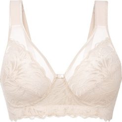 Biustonosz minimizer bez fiszbinów z wyściełanymi ramiączkami. Brązowe biustonosze bonprix, bez wzorów, z koronki. Za 97.99 zł.
