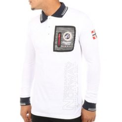 Koszulka męska Geographical Norway Kitor bawełniana polo. Białe koszulki polo męskie Geographical Norway, m, bez wzorów, z bawełny, bez ramiączek. Za 144.00 zł.
