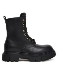 Elisabetta Franchi Trapery Lace-Up Bootie F4A5-E0411-1251 D Czarny. Czarne buty zimowe dziewczęce Elisabetta Franchi, bez wzorów, ze skóry, bez zapięcia. Za 929.99 zł.