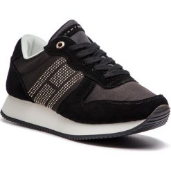 Sneakersy TOMMY HILFIGER - Sparkle Satin City Sneaker FW0FW03991 Black 990. Czarne półbuty damskie Tommy Hilfiger, bez wzorów, z materiału, bez obcasa, na płaskiej podeszwie, bez zapięcia. W wyprzedaży za 229.00 zł.