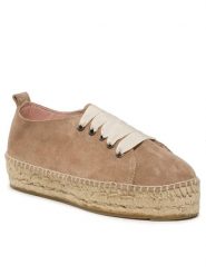 Manebi Espadryle Lace-Up Espadrilles W 1.9 E0 Beżowy. Brązowe espadryle damskie Manebi, bez wzorów, ze skóry, bez obcasa, bez zapięcia. Za 449.99 zł.