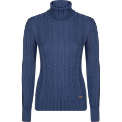 Sweter w kolorze niebieskim. Niebieskie swetry damskie Giorgio di Mare, z dzianiny, ze stójką. W wyprzedaży za 152.95 zł.