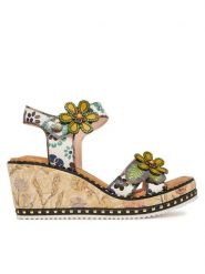 Laura Vita Sandały Ballon 08 Kolorowy. Sandały damskie Laura Vita, bez wzorów, ze skóry, bez obcasa, na koturnie, bez zapięcia. Za 429.99 zł.