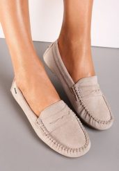 Ciemnobeżowe Mokasyny Lithiiche. Brązowe mokasyny damskie Renee, ze skóry, klasyczne. Za 99.99 zł.