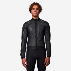 Kurtka rowerowa szosowa Van Rysel Racer Ultralight przeciwdeszczowa. Czarne kurtki sportowe męskie VAN RYSEL, l, bez wzorów, z materiału, rowerowe. Za 219.99 zł.