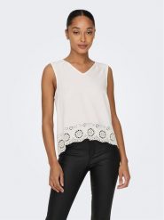 ONLY Bluzka 15296317 Biały Regular Fit. Białe bluzki damskie Only, m, bez wzorów, z wiskozy, bez kołnierzyka, bez ramiączek. Za 139.99 zł.