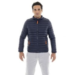 Kurtka puchowa z pełny zamek błyskawiczny na co dzień. Niebieskie kurtki męskie LEONE 1947 APPAREL, bez wzorów, z poliesteru, sportowe, bez kaptura. W wyprzedaży za 246.29 zł.