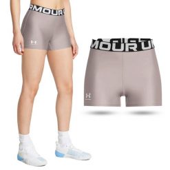 Krótkie legginsy treningowe damskie UNDER ARMOUR szybkoschnące kolarki. Szare legginsy sportowe damskie Under Armour, xl, bez wzorów, krótkie, do biegania. Za 52.99 zł.