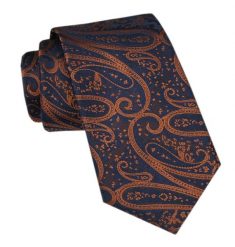 Modny Męski Krawat - Alties - Duży, Orientalny, Miedziany Wzór. Brązowe krawaty i muchy Alties, bez wzorów, z tkaniny, eleganckie. Za 49.00 zł.