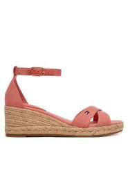 Tommy Hilfiger Espadryle Hemp Crossover Strap Wedge Espadrilles FW0FW09332 Różowy. Czerwone sandały damskie Tommy Hilfiger, bez wzorów, z materiału, bez obcasa, bez zapięcia. Za 409.99 zł.