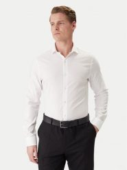 Calvin Klein Koszula LV019EU120 Biały Slim Fit. Białe koszule męskie Calvin Klein, m, bez wzorów, z bawełny, biznesowe, bez kołnierzyka, bez ramiączek. Za 369.99 zł.