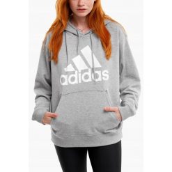 Bluza damska adidas Essentials Big Logo Oversized French Terry Hoodie. Szare bluzy damskie Adidas, bez wzorów, z bawełny, bez kaptura. Za 215.99 zł.