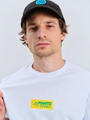 Koszulka sportowa MANTO Block 24 z krótkim rękawem. Białe koszulki sportowe męskie Manto, xl, bez wzorów, z bawełny, bez kołnierzyka, bez ramiączek. Za 87.99 zł.