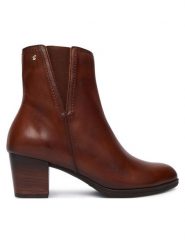 Pikolinos Botki Zamora W0E-8628 Brązowy. Brązowe botki damskie Pikolinos, ze skóry, bez obcasa, na słupku, bez zapięcia. Za 759.99 zł.