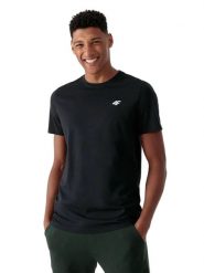 Koszulka męska 4F - bawełniany T-shirt, regular fit. Niebieskie t-shirty męskie 4f, m, bez wzorów, z bawełny, klasyczne, bez kołnierzyka. Za 59.99 zł.