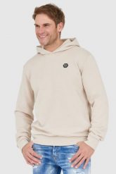 PHILIPP PLEIN Beżowa bluza hexagon z kapturem. Brązowe bluzy męskie Philipp Plein, l, bez wzorów, z kapturem. W wyprzedaży za 1,899.99 zł.