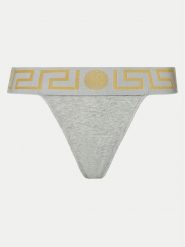 Versace Stringi AUD01042 Szary. Szare stringi damskie Versace, bez wzorów, z bawełny. Za 199.99 zł.