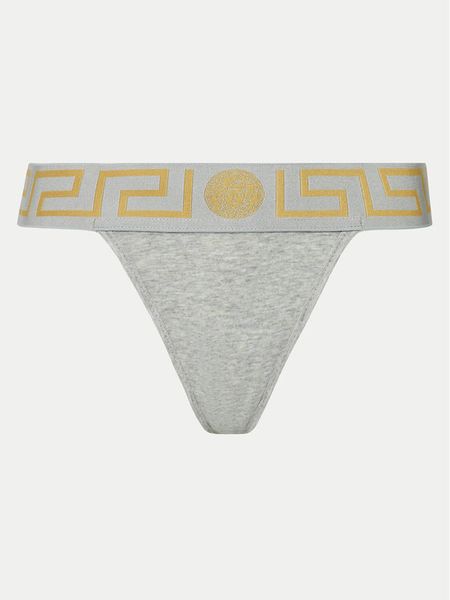 Versace Stringi AUD01042 Szary. Szare stringi damskie Versace, bez wzorów, z bawełny. Za 179.99 zł.