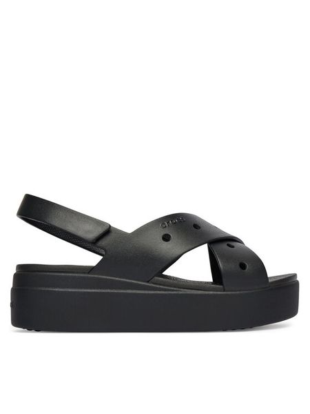 Crocs Sandały Brooklyn 4U Cross Strap Sandal 212254 Czarny. Czarne sandały damskie Crocs, bez wzorów, z tworzywa sztucznego, bez obcasa, na koturnie, bez zapięcia. Za 259.99 zł.