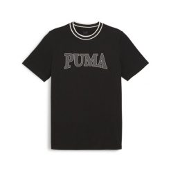 Męska koszulka z nadrukiem PUMA SQUAD PUMA Black. Czarne koszulki sportowe męskie Puma, m, bez wzorów, z bawełny, bez kołnierzyka, bez ramiączek, na jogę i pilates. Za 79.90 zł.