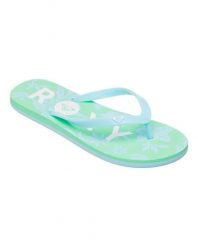 Klapki dla Kobiety TAHITI. Niebieskie klapki damskie Roxy, bez wzorów, z materiału, bez obcasa. Za 89.99 zł.