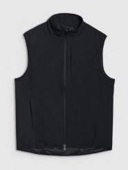 4F Bezrękawnik ze stójką męski - czarny S. Czarne kurtki męskie 4f, m, bez wzorów, z dzianiny, eleganckie, bez kaptura. W wyprzedaży za 99.99 zł.