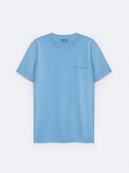 Koszulka męska z niewielkim nadrukiem na piersi niebieska Irter 401. Niebieskie t-shirty męskie Big Star, l, bez wzorów, z dzianiny, retro, bez kołnierzyka. Za 99.99 zł.