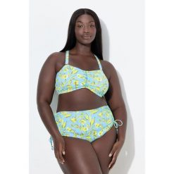 Damskie Bikini kwiaty ozdobne tasiemki regulowane ramiączka. Niebieskie bikini damskie Ulla Popken, plus size, bez wzorów, plus size. Za 244.99 zł.