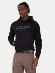 Guess Bluza M5BQ36 K9Z21 Czarny Regular Fit. Czarne bluzy męskie Guess, m, z aplikacjami, z syntetyku, bez kaptura. Za 399.99 zł.
