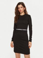 Karl Lagerfeld Jeans Sukienka codzienna A1W13009 Czarny Regular Fit. Czarne sukienki damskie Karl Lagerfeld Jeans, na co dzień, s, bez wzorów, z jeansu, bez kołnierzyka, bez ramiączek, proste. Za 279.99 zł.