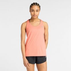 Koszulka damska New Balance WT51253FAR – pomarańczowa. Brązowe koszulki sportowe damskie New Balance, xs, z aplikacjami, z materiału, bez kołnierzyka, bez ramiączek, do biegania. Za 59.99 zł.