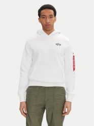 Alpha Industries Bluza Signature Back Print 148341 Biały Regular Fit. Białe bluzy męskie Alpha Industries, m, bez wzorów, z bawełny, bez kaptura. Za 239.99 zł.