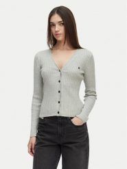 Calvin Klein Jeans Kardigan LV047G339G Szary jasny Slim Fit. Szare kardigany damskie Calvin Klein Jeans, s, bez wzorów, z bawełny, bez kołnierzyka, bez ramiączek, bez kaptura. Za 489.99 zł.