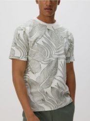 T-shirt regular z nadrukiem allover - złamana biel. T-shirty męskie Reserved, l, bez wzorów, z dzianiny, bez kołnierzyka. Za 69.99 zł.
